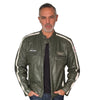 Chaqueta de carreras de piel de cordero Gulf para hombre en oliva GP clásica