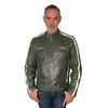 Chaqueta de carreras de piel de cordero Gulf para hombre en oliva GP clásica